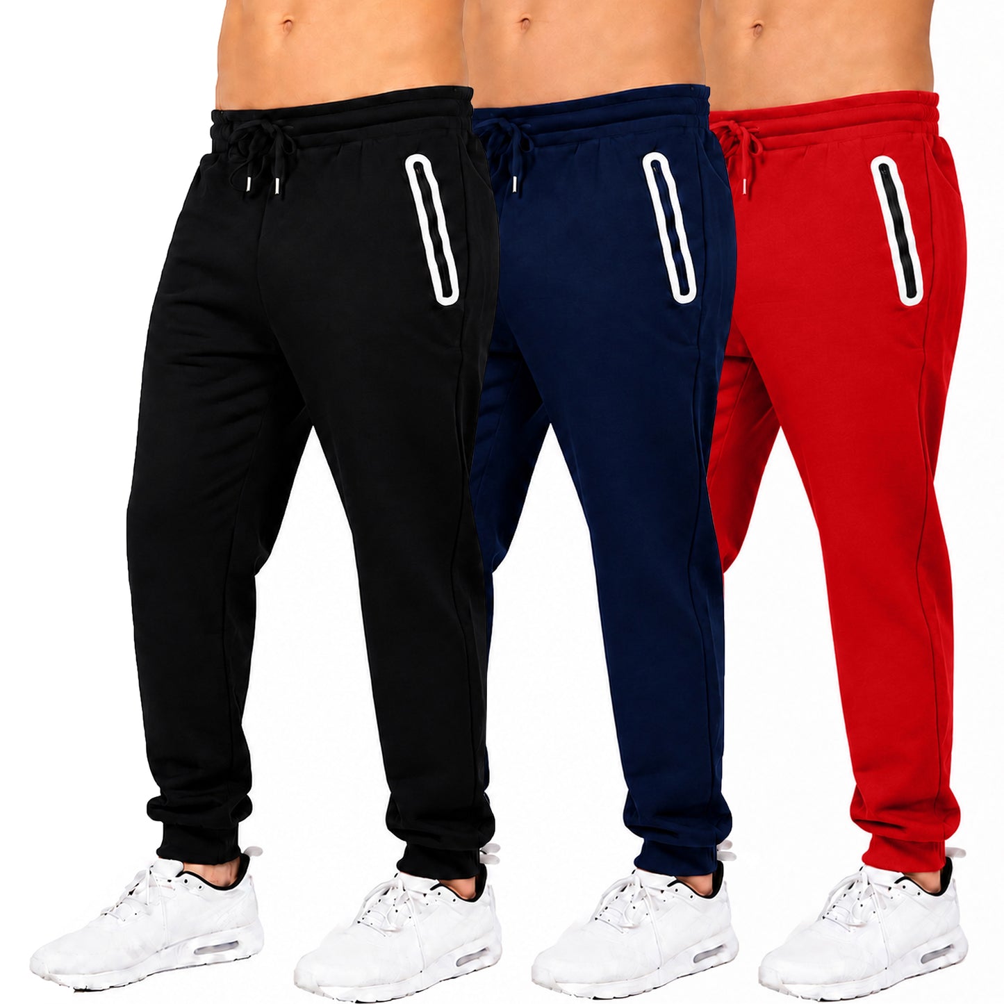 3-Pack Men's Fleece-Lined Jogger With Heat Seal Zipper Side Pockets