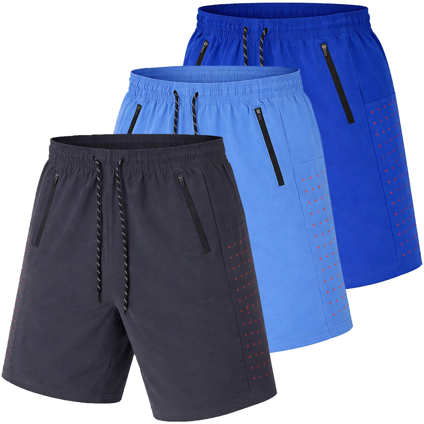 Men's 3-Pack Performance Training Shorts With Zipper Pockets (Sizes, S to 2XL)