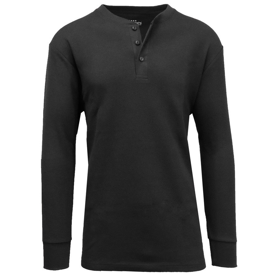 Mens Long Sleeve Henley Thermal Tee (S-3XL)
