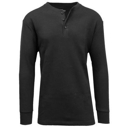 Mens Long Sleeve Henley Thermal Tee (S-3XL)