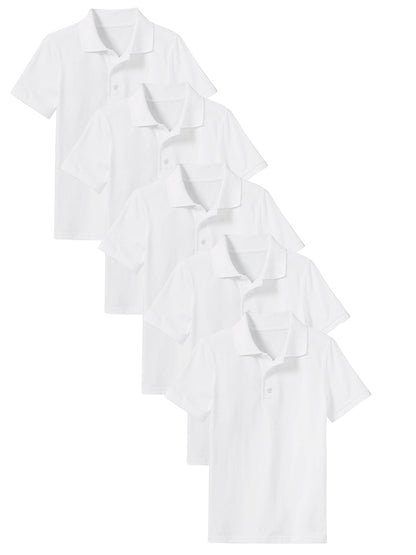 5-Pack Boys' Classic School Uniform Polo Shirt – Breathable, Soft Cotton Blend, Tagless & Fade-Resistant (4-20)