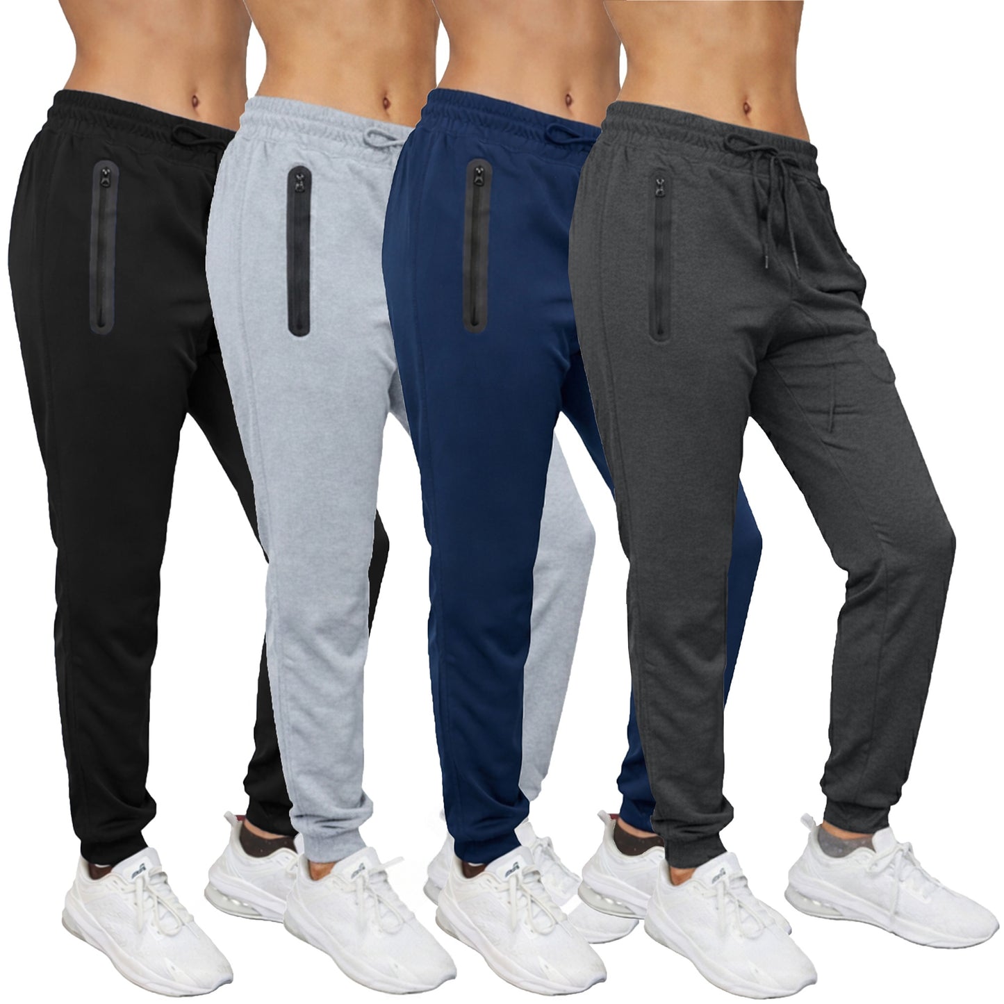 Women's Loose Fit Performance Tech Joggers Sweatpants With Heat Seal Zipper Side Pockets (Sizes: S-2XL)