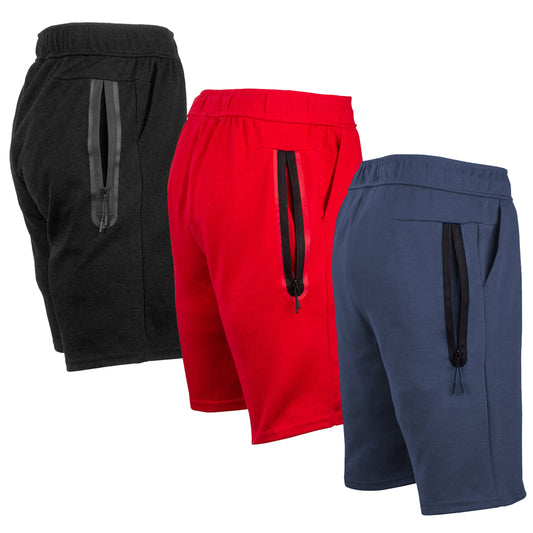 3-Pack Women's Loose-Fit Tech Fleece Shorts – Soft, Breathable Fabric with Zipper Pocket & Adjustable Waistband