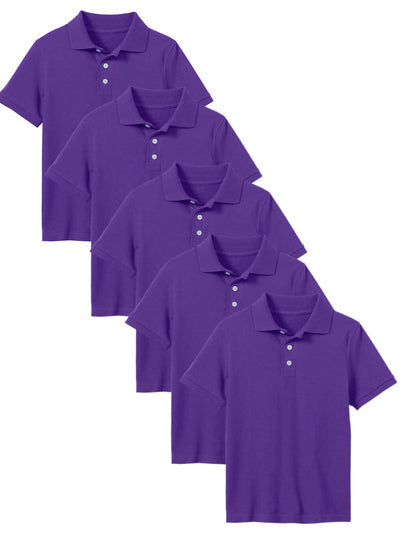 5-Pack Boys' Classic School Uniform Polo Shirt – Breathable, Soft Cotton Blend, Tagless & Fade-Resistant (4-20)