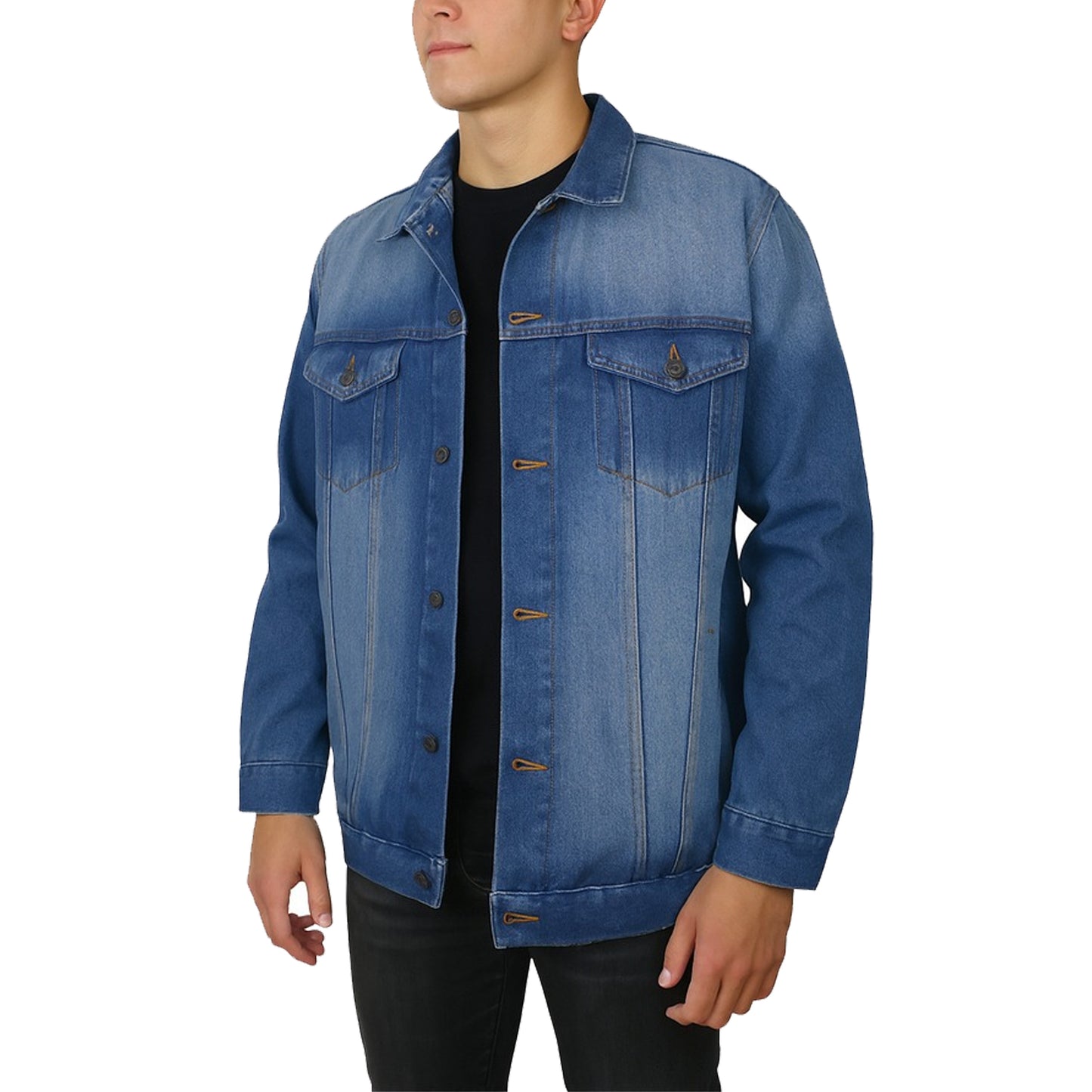 Men’s Regular Fit Denim Jacket with Pockets & Adjustable Hem (S-2XL)