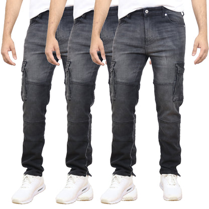 3-Pack Men's Modern Fit Stretch Cargo Pocket Flex Jeans