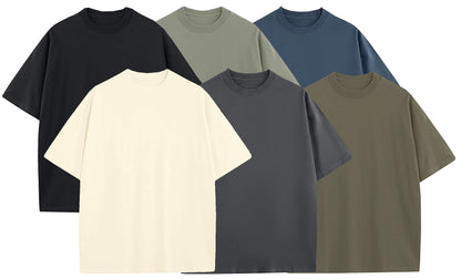 Men's Oversized Heavyweight Cotton Crew Neck Short Sleeve Tshirts Loose Fit Tops (S-3XL)