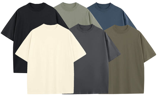 Men's Oversized Heavyweight Cotton Crew Neck Short Sleeve Tshirts Loose Fit Tops (S-3XL)