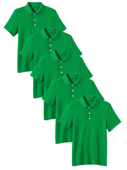 5-Pack Boys' Classic School Uniform Polo Shirt – Breathable, Soft Cotton Blend, Tagless & Fade-Resistant (4-20)