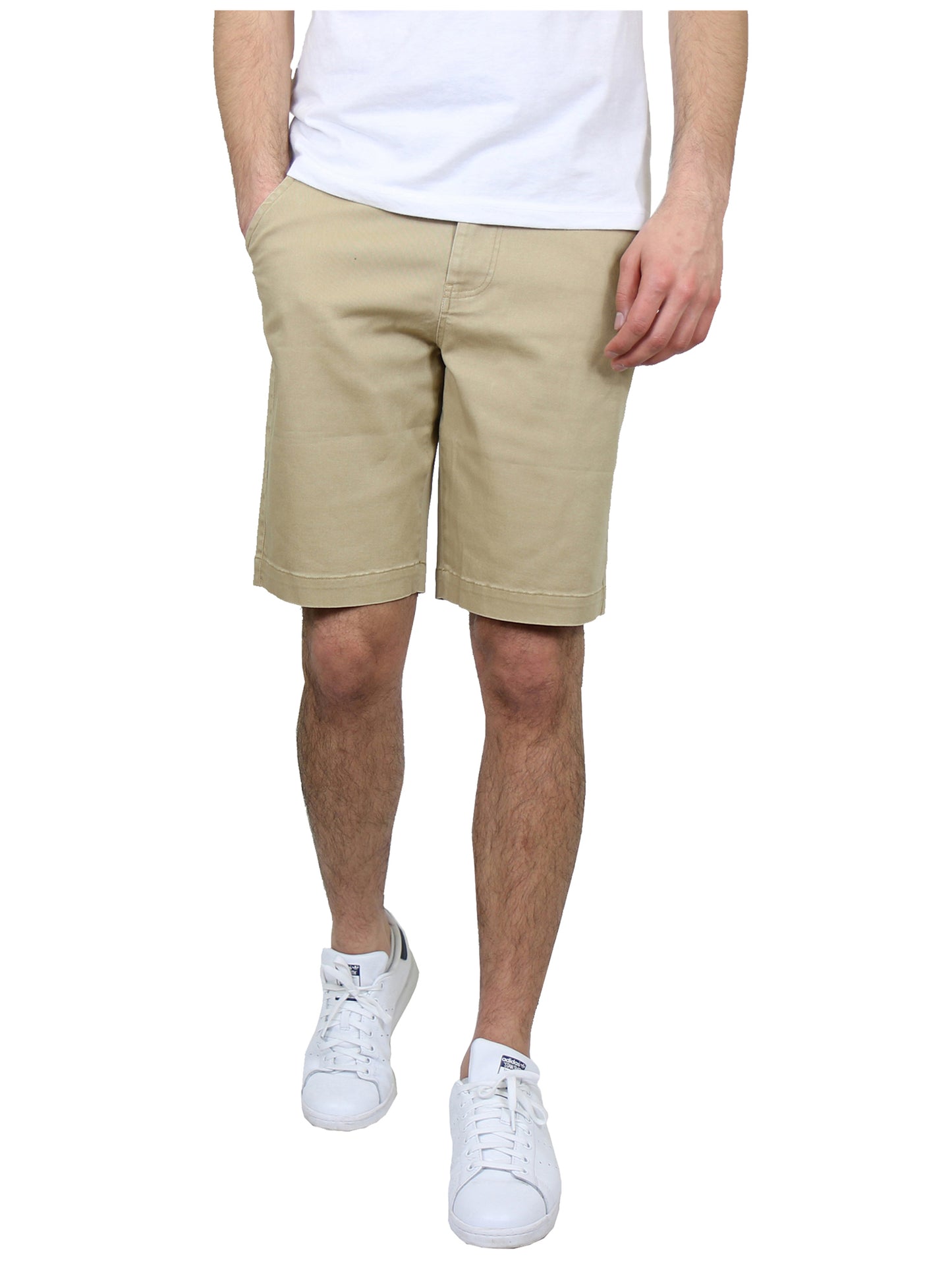Men's 5-Pocket Flat-Front Stretch Twill Chino Shorts (Size 30-42)