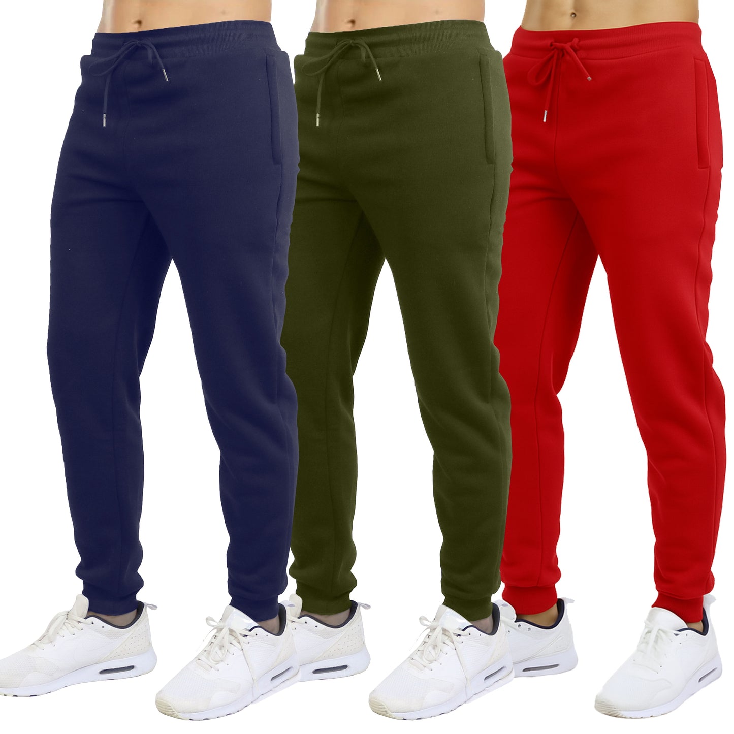 3-Pack Mens Slim Fit Fleece Jogger Sweatpants (S-2XL)
