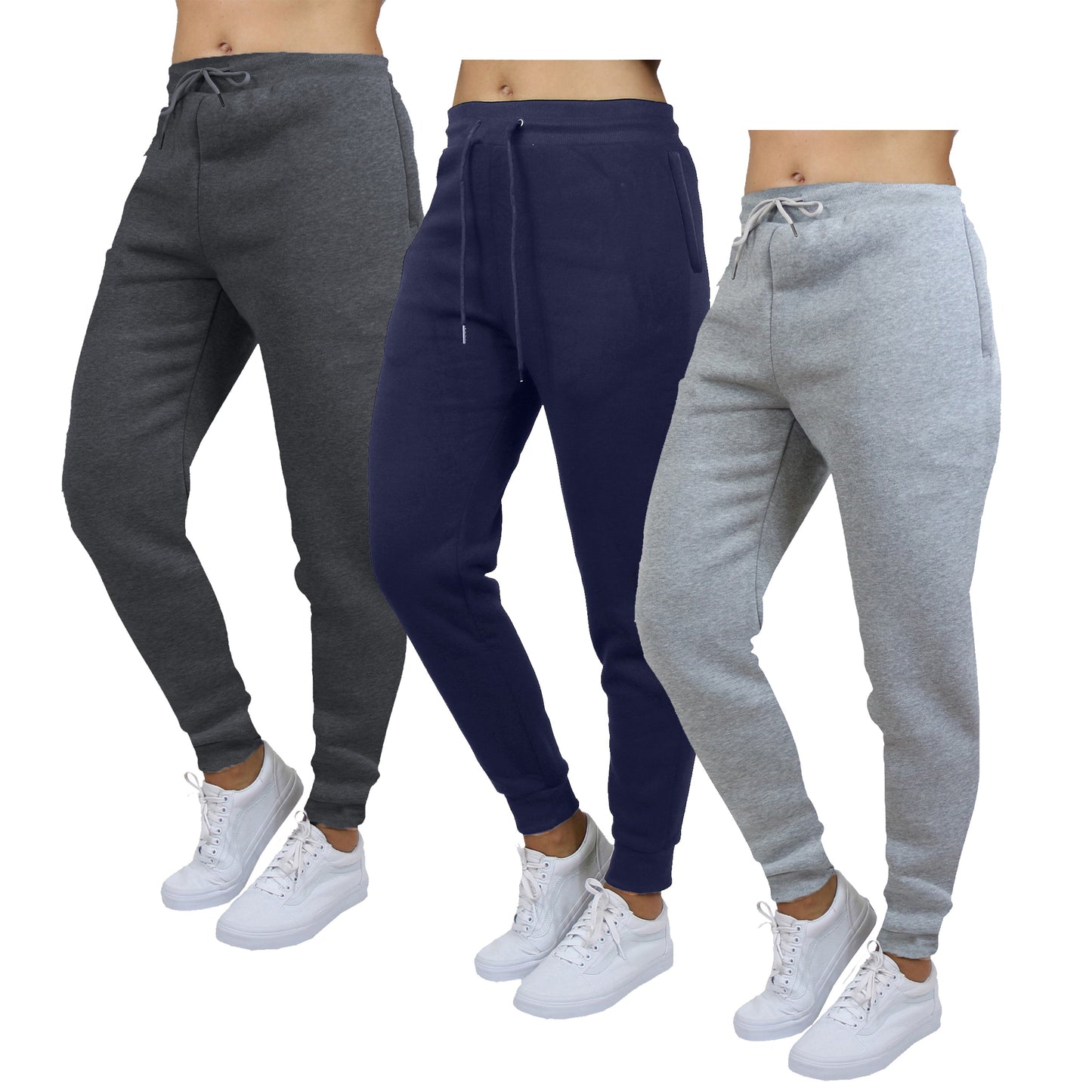 3-Pack Women's Loose Fit Fleece Jogger Sweatpants (S-3XL)