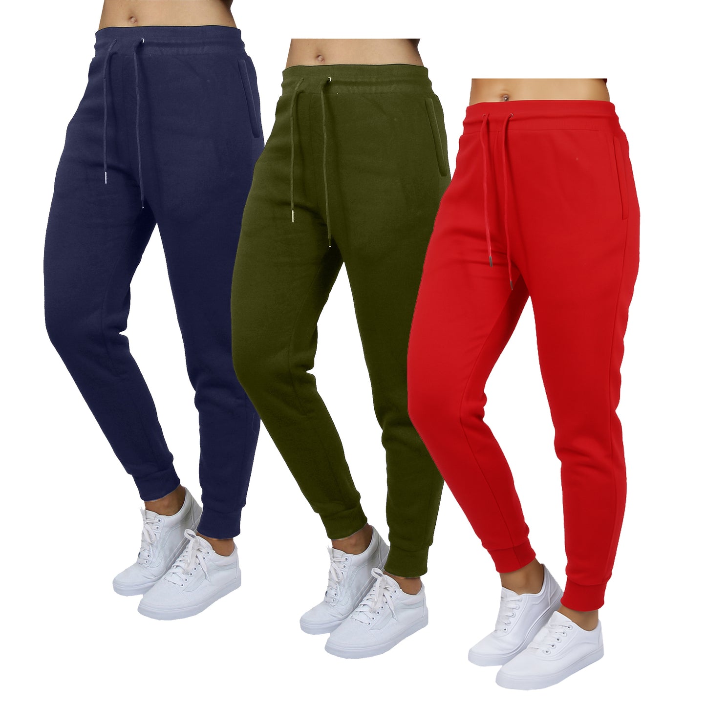 3-Pack Women's Loose Fit Fleece Jogger Sweatpants (S-3XL)