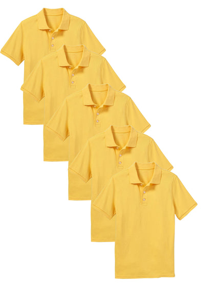 5-Pack Boys' Classic School Uniform Polo Shirt – Breathable, Soft Cotton Blend, Tagless & Fade-Resistant (4-20)