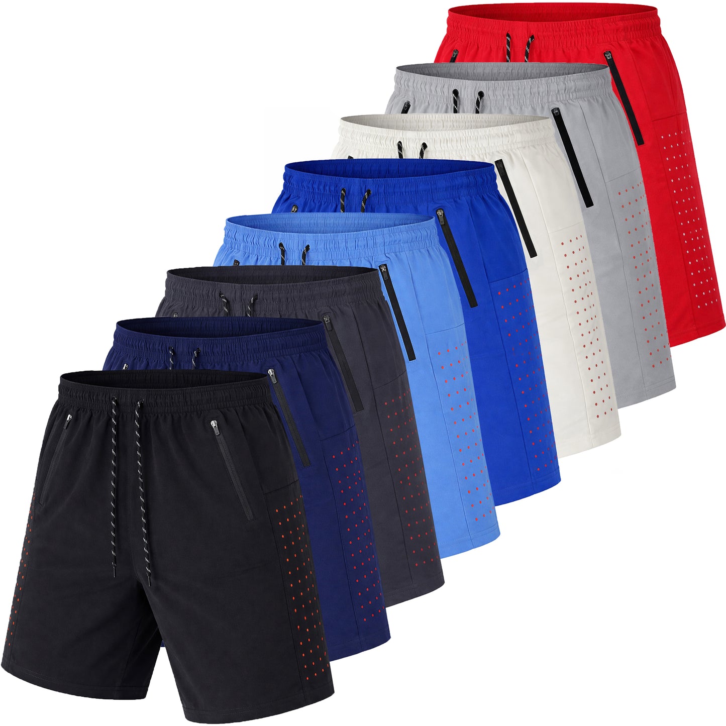 Men's Performance Training Shorts With Zipper Pockets (Sizes, S to 2XL)