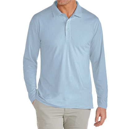 Mens Long Sleeve Stretch Pique Polo Shirt (S-2XL)