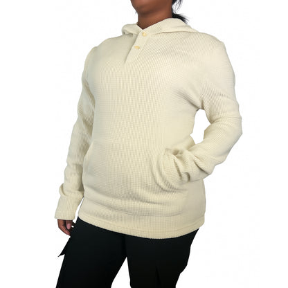 Womens Waffle Knit Thermal Pullover Hoodie (S-3XL)