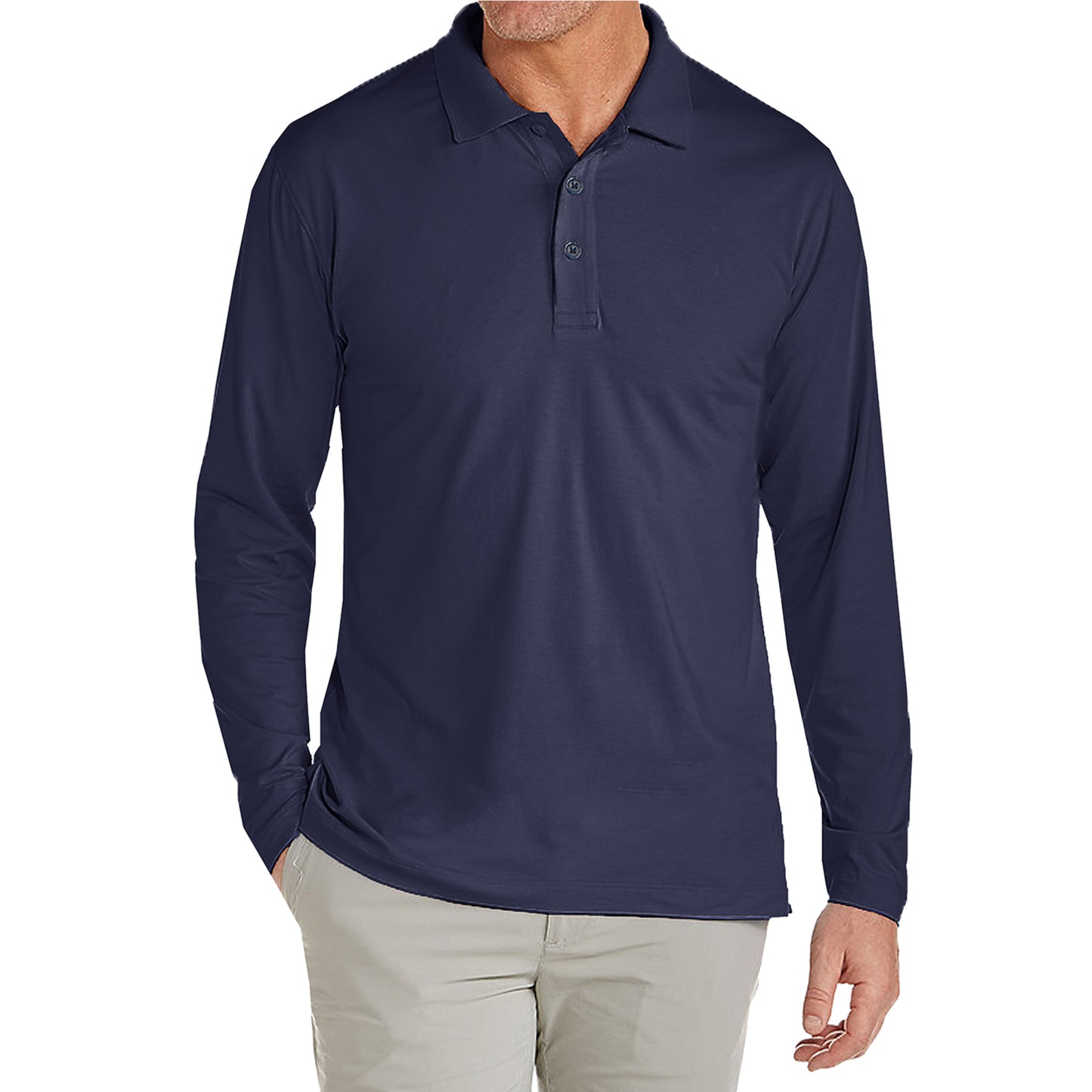 Mens Long Sleeve Stretch Pique Polo Shirt (S-2XL)
