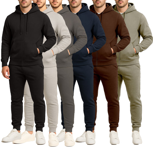 Men's Fleece-Lined Full-Zip Hoodie & Jogger 2-Piece Set