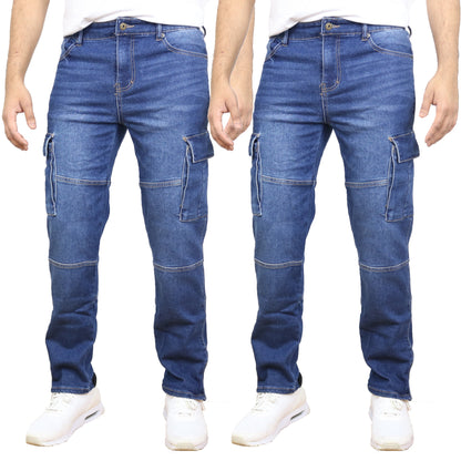 2-Pack Men's Modern Fit Stretch Cargo Pocket Flex Jeans