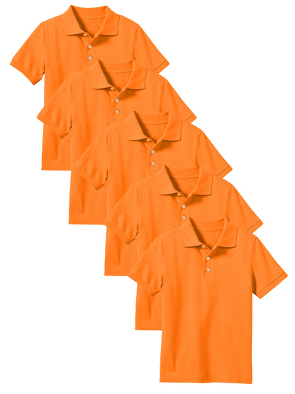 5-Pack Boys' Classic School Uniform Polo Shirt – Breathable, Soft Cotton Blend, Tagless & Fade-Resistant (4-20)