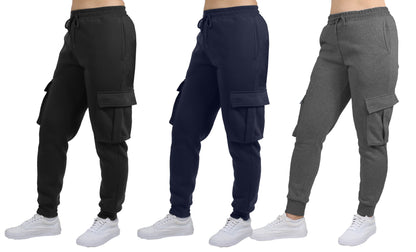 3-Pack Women's Loose Fit Fleece Jogger Sweatpants with Velcro Cargo Pockets (S-2XL)