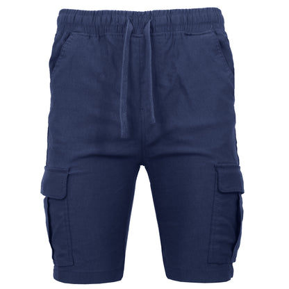 Men’s Flex Cargo Shorts with Elastic Waistband and Drawstring – Comfortable Fit with 6 Pockets and Stretch Fabric (S-2XL)