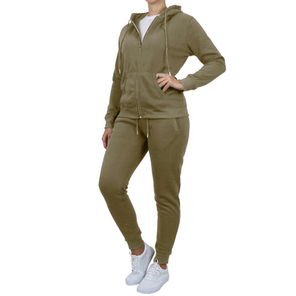 Women's Fleece-Lined Full-Zip Hoodie & Jogger 2-Piece Set