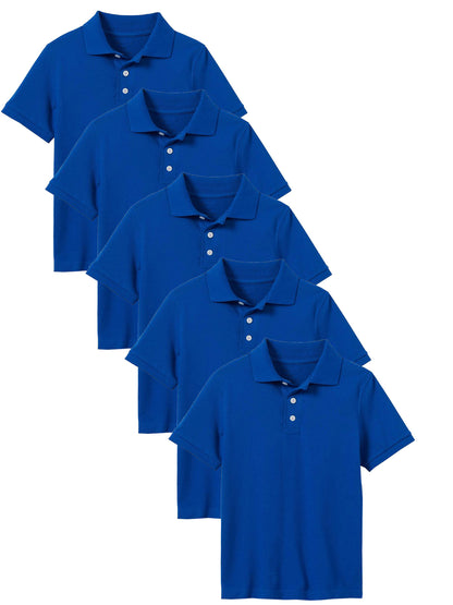 5-Pack Boys' Classic School Uniform Polo Shirt – Breathable, Soft Cotton Blend, Tagless & Fade-Resistant (4-20)