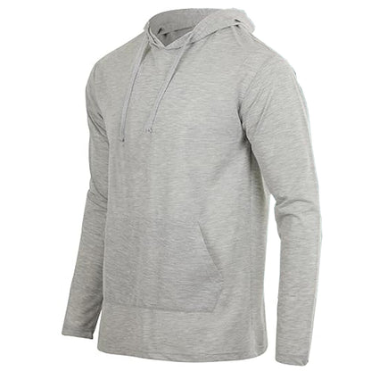 Men's Cotton Lightweight Casual Pullover Drawstring Hoodie With Pocket