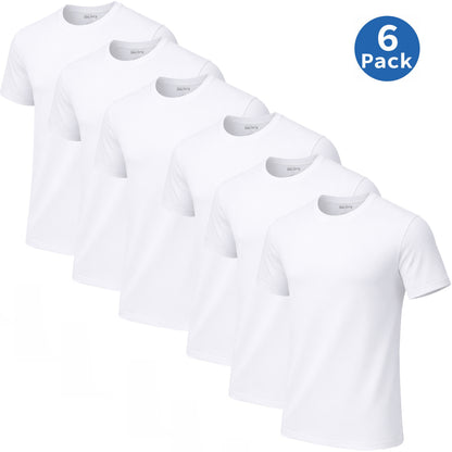 Men's Multi-Pack Classic Short Sleeve Crew Neck 100% Cotton Undershirts (Sizes, S to 3XL)