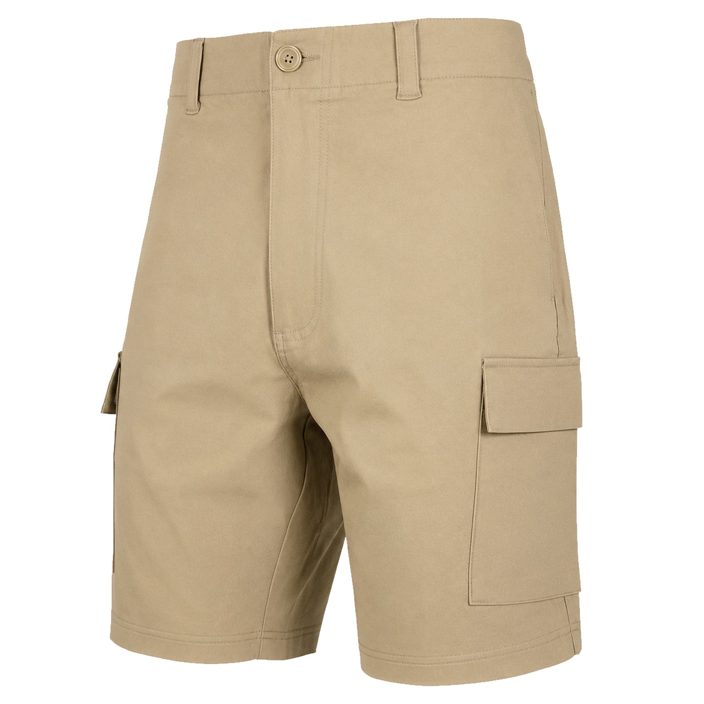 Men’s Super Stretch Cargo Shorts with Button Closure and Zipper Pockets (Sizes: 30-42)