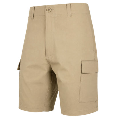 Men’s Super Stretch Cargo Shorts with Button Closure and Zipper Pockets (Sizes: 30-42)
