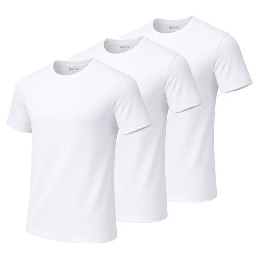 Men's Multi-Pack Classic Short Sleeve Crew Neck 100% Cotton Undershirts (Sizes, S to 3XL)