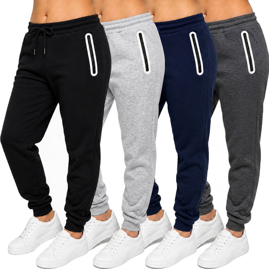 3-Pack Women's Loose-Fit Fleece-Lined Jogger With Heat Seal Zipper Side Pockets