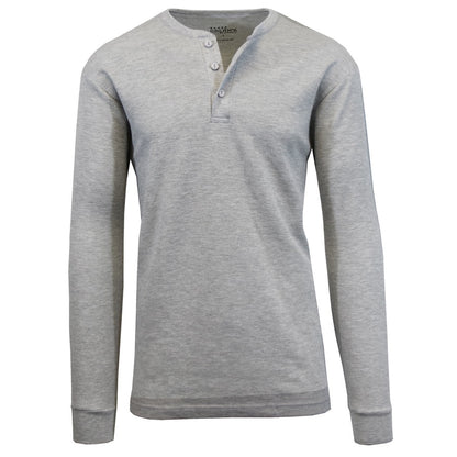 Mens Long Sleeve Henley Thermal Tee (S-3XL)