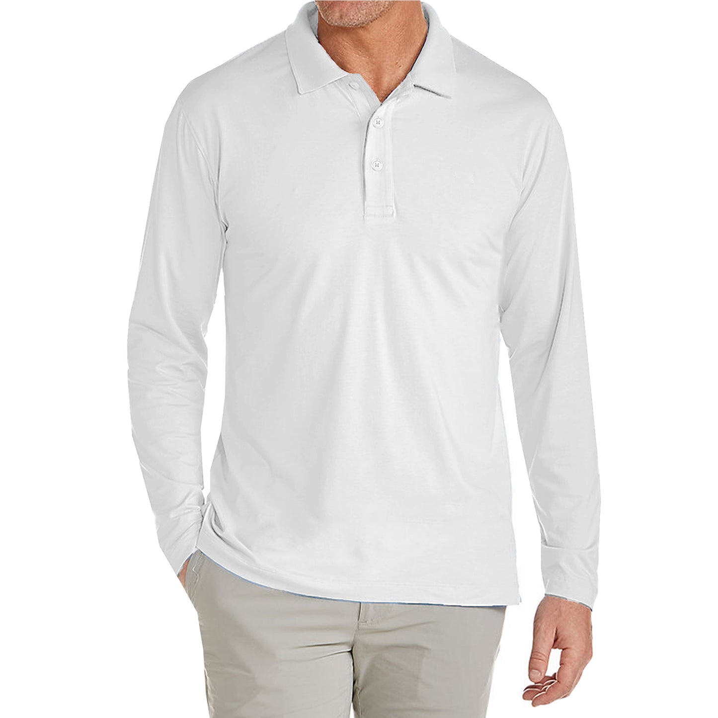 Mens Long Sleeve Stretch Pique Polo Shirt (S-2XL)