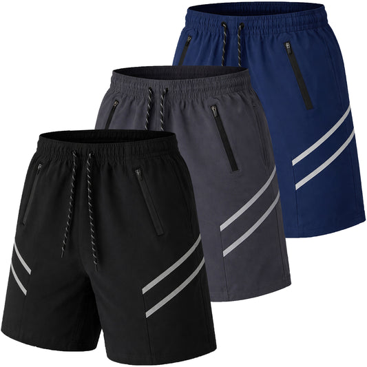 Men's 3-Pack Performance Training Shorts With Zipper Pockets (Sizes, S to 2XL)