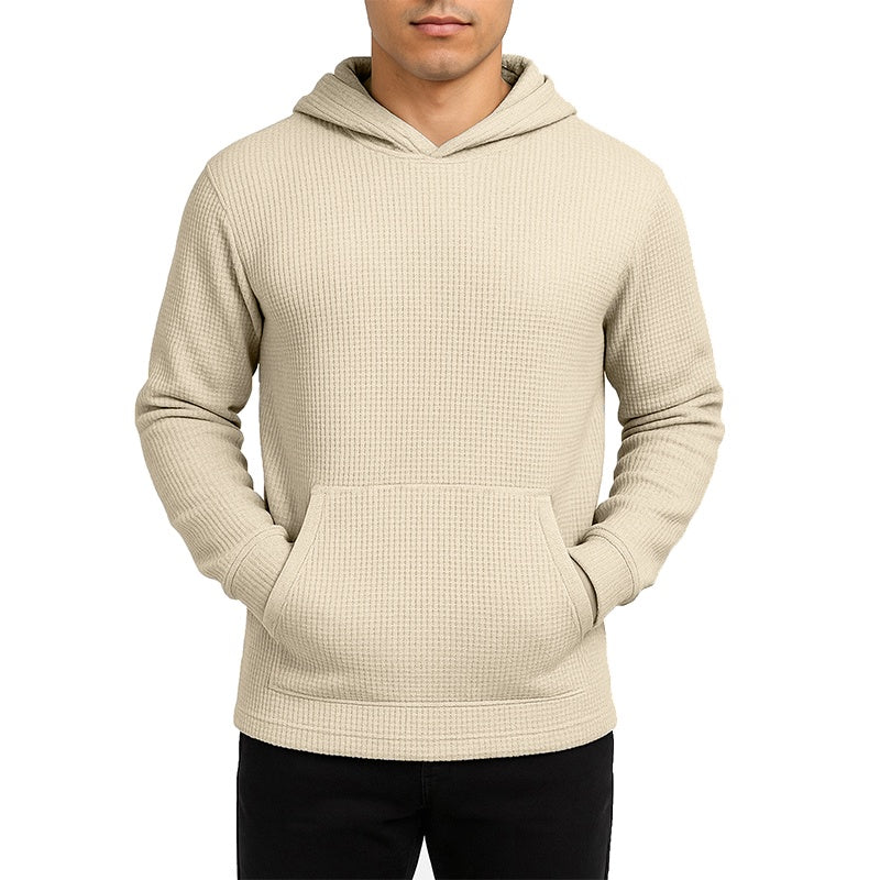 Men's Waffle Knit Thermal Pullover Hoodie (S-3XL)