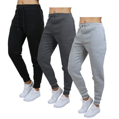 3-Pack Women's Loose Fit Fleece Jogger Sweatpants (S-3XL)