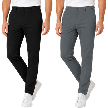 2-Pack Men's Super Stretch Slim Fit Everyday Chino Pants