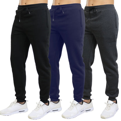 3-Pack Mens Slim Fit Fleece Jogger Sweatpants (S-2XL)