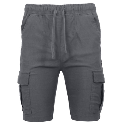 Men’s Flex Cargo Shorts with Elastic Waistband and Drawstring – Comfortable Fit with 6 Pockets and Stretch Fabric (S-2XL)