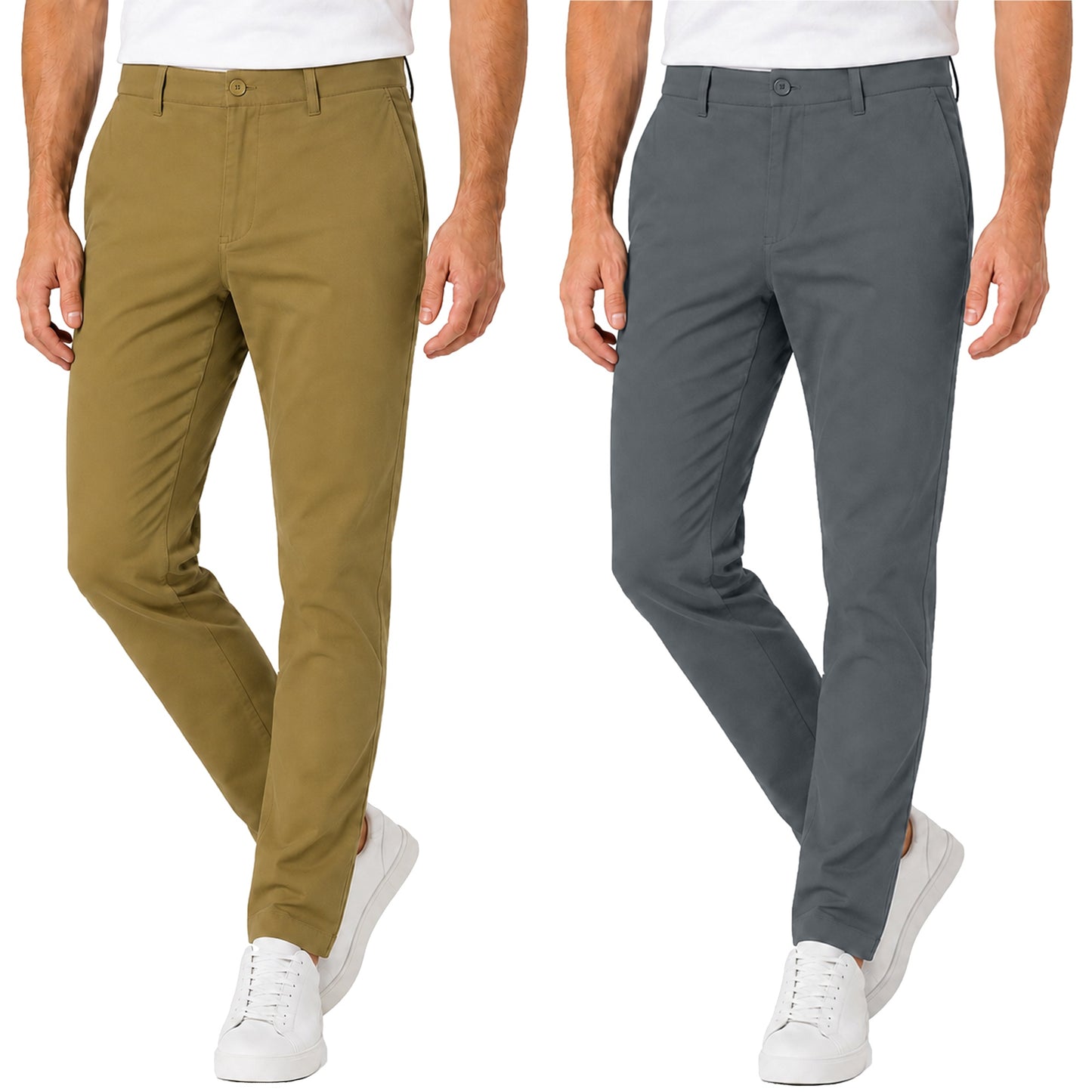 2-Pack Men's Super Stretch Slim Fit Everyday Chino Pants