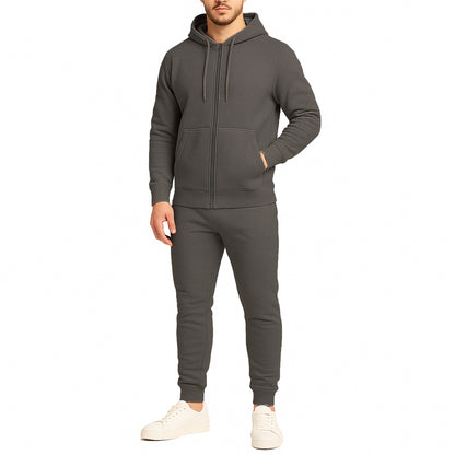 Men's Fleece-Lined Full-Zip Hoodie & Jogger 2-Piece Set