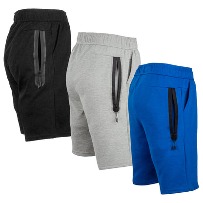 3-Pack Women's Loose-Fit Tech Fleece Shorts – Soft, Breathable Fabric with Zipper Pocket & Adjustable Waistband