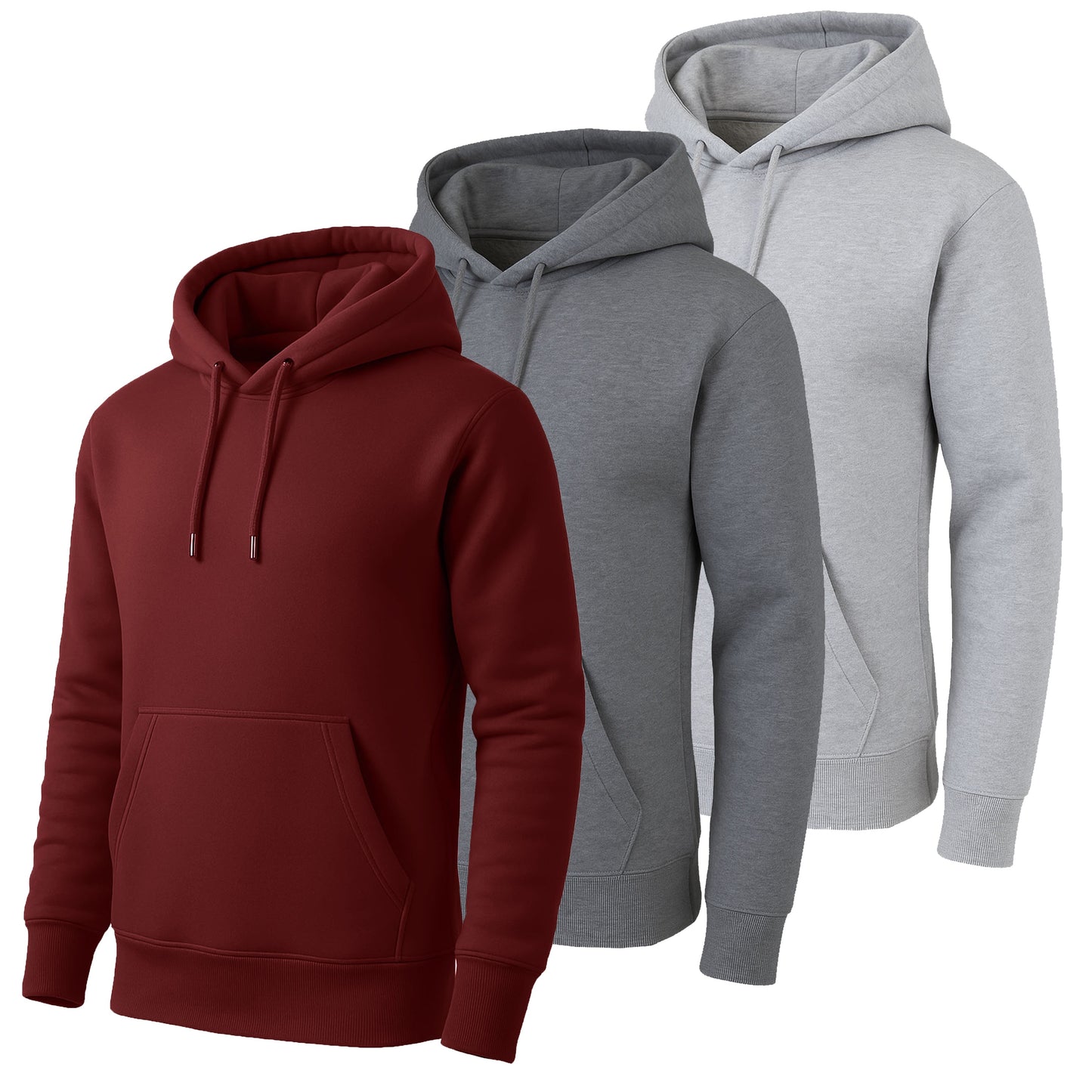 3-Pack Men's Fleece-Lined Pullover Hoodie (Sizes, S-5XL)