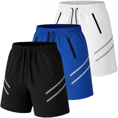 Men's 3-Pack Performance Training Shorts With Zipper Pockets (Sizes, S to 2XL)