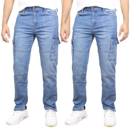 2-Pack Men's Modern Fit Stretch Cargo Pocket Flex Jeans