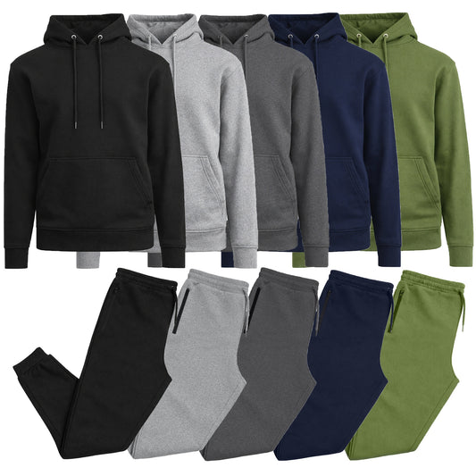 Men’s Soft Fleece Cotton Blend Pullover Hoodie & Sweatpants Jogging Set